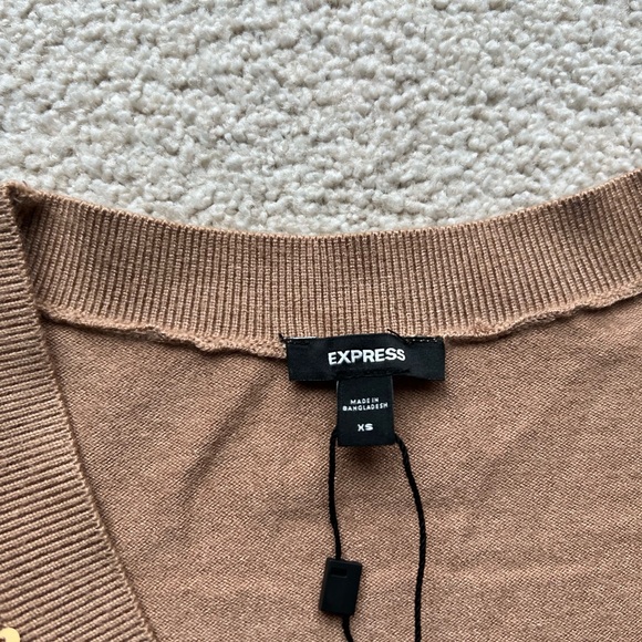 NWT Express Women's Sequin Long Sleeve Button Front Cardigan Sweater Top XS Gold - Picture 11 of 15